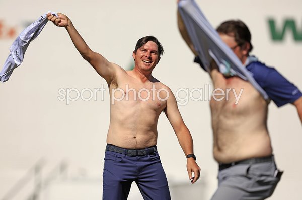 Joel Dahmen & Harry Higgs remove Shirts 16th Hole TPC Scottsdale Phoenix Open 2022