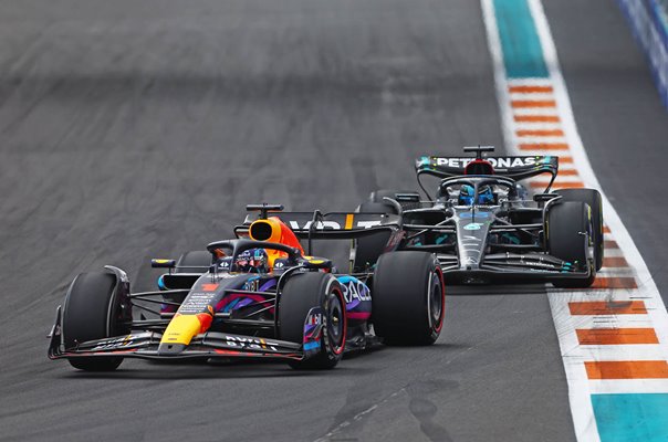 Max Verstappen Netherlands leads George Russell Great Britain Miami 2023