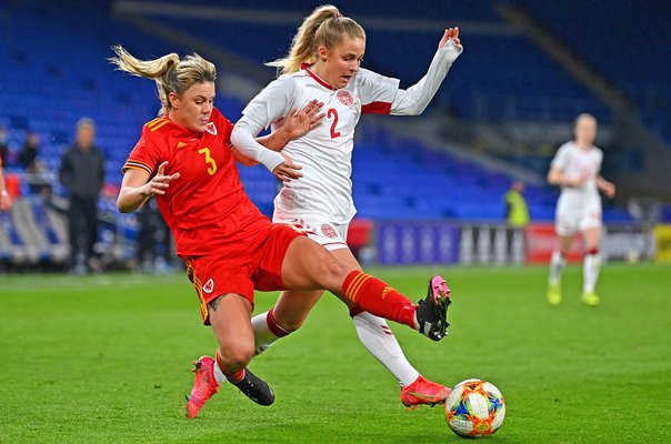 Olivia Holdt Denmark v Gemma Evans Wales Women's International Friendly 2021