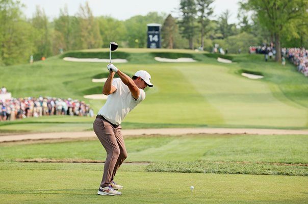 Brooks Koepka USA drives the 14th green Final Round USPGA Oak Hill CC 2023