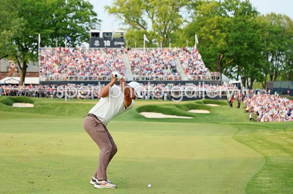 Brooks Koepka USA approach shot 18th hole Final Round USPGA Champion Oak Hill 2023