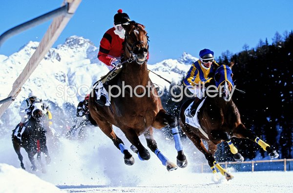 Horse racing on snow at St.Moritz in Switzerland 1997
