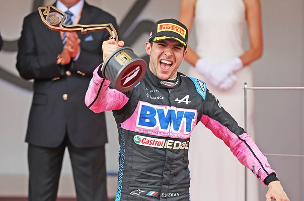 Esteban Ocon France celebrates 3rd place Monaco Grand Prix 2023