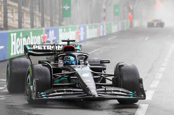 George Russell Great Britain driving for Mercedes Monaco Grand Prix 2023