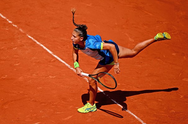 Diane Parry France serves French Open Roland Garros Paris 2023