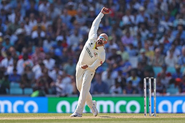 Nathan Lyon Australia bowls v India World Test Final 2023