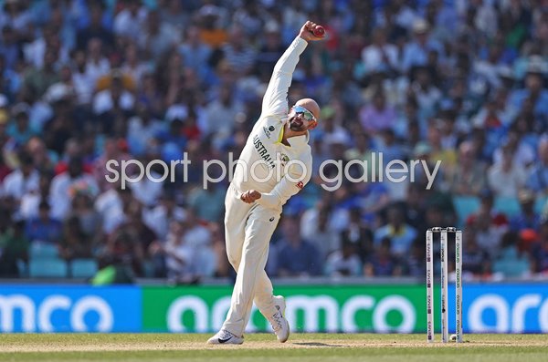 Nathan Lyon Australia bowls v India World Test Final 2023