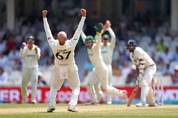 Nathan Lyon Australia celebrates wicket v India World Test Final 2023