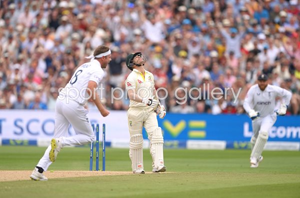 Stuart Broad England bowls David Warner Australia Edgbaston Ashes 2023