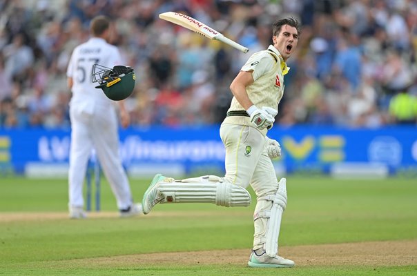 Pat Cummins celebrates Edgbaston Test win Ashes 2023