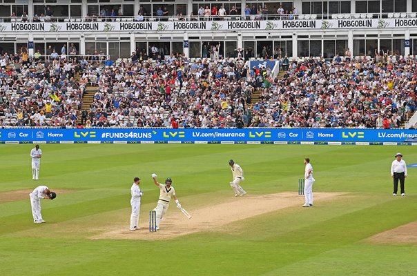 Pat Cummins Australia celebrates winning run Edgbaston Ashes 2023