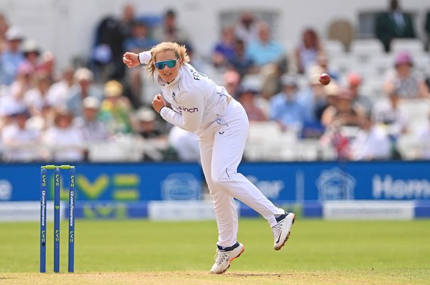 Sophie Ecclestone England bowls v Australia Women's Ashes Test Trent Bridge 2023