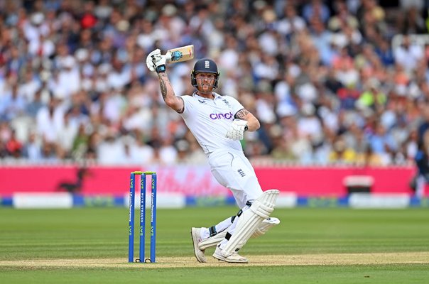 Ben Stokes England hits a one-handed six v Australia Lord's Ashes 2023