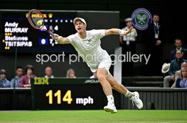 Andy Murray Great Britain running forehand Wimbledon 2023