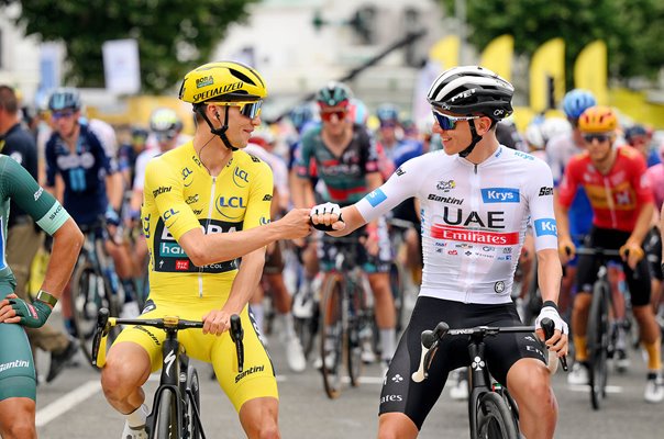 Jai Hindley Australia & Tadej Pogacar Slovenia Stage 6 Tour de France 2023 