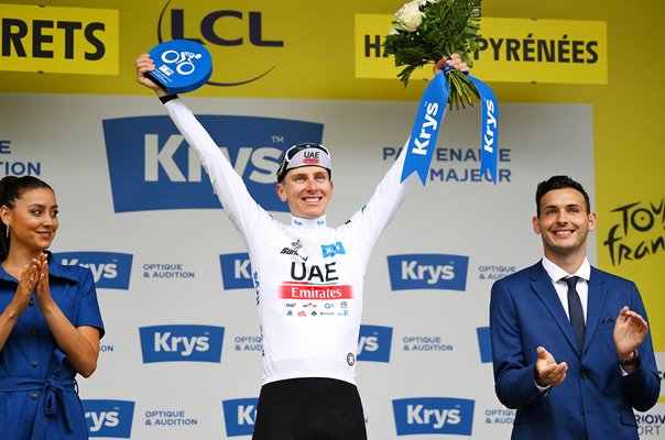 Tadej Pogacar Slovenia celebrates Stage 6 win Tour de France 2023  