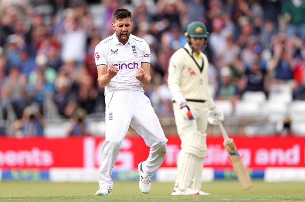 Mark Wood England celebrates v Australia Headingley Ashes 2023