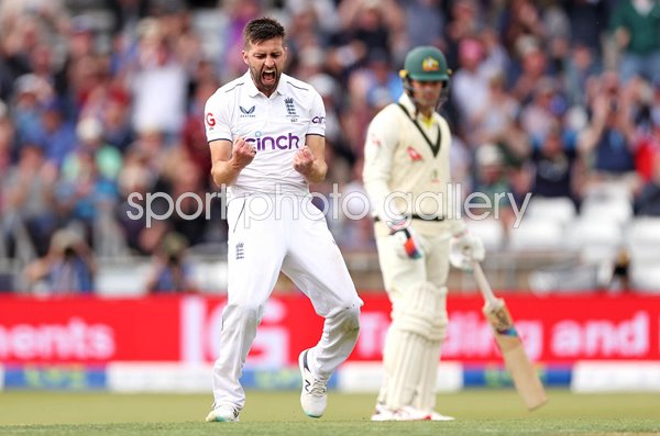 Mark Wood England celebrates v Australia Headingley Ashes 2023