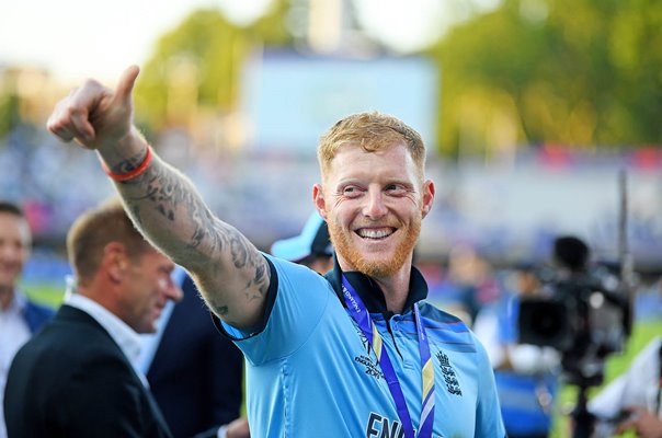 Ben Stokes England celebrates World Cup Final win v New Zealand Lord's 2019