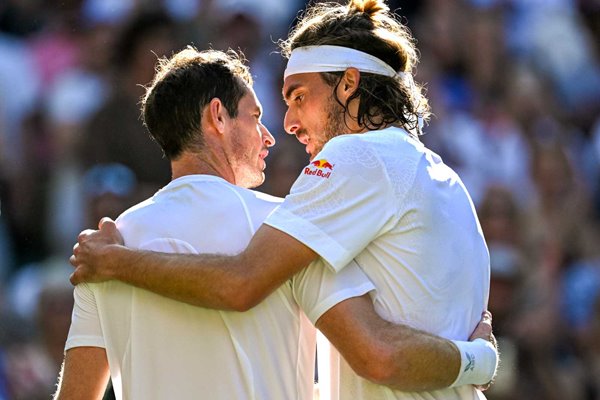 Andy Murray Great Britain & Stefanos Tsitsipas Greece Wimbledon 2023