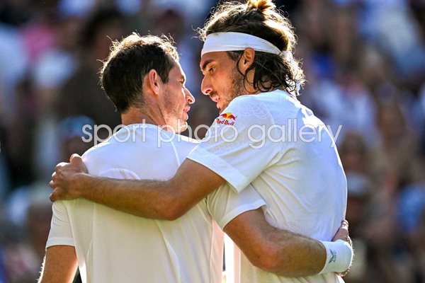 Andy Murray Great Britain & Stefanos Tsitsipas Greece Wimbledon 2023