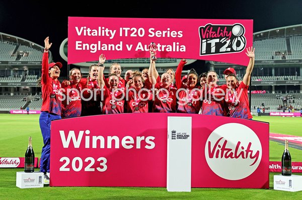 England celebrate T20 series win v Australia Women's Ashes Lord's 2023