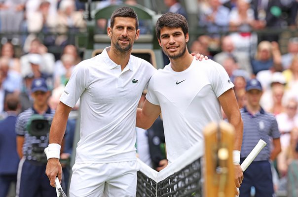 Carlos Alcaraz Spain v Novak Djokovic Serbia Wimbledon Finalists 2023