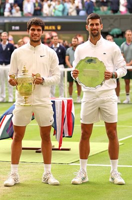 Champion Carlos Alcaraz & runner up Novak Djokovic after Wimbledon Final 2023