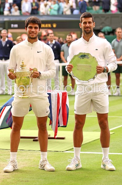 Champion Carlos Alcaraz & runner up Novak Djokovic after Wimbledon Final 2023