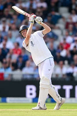 Zak Crawley England hits a 6 v Australia Old Trafford Ashes Test 2023