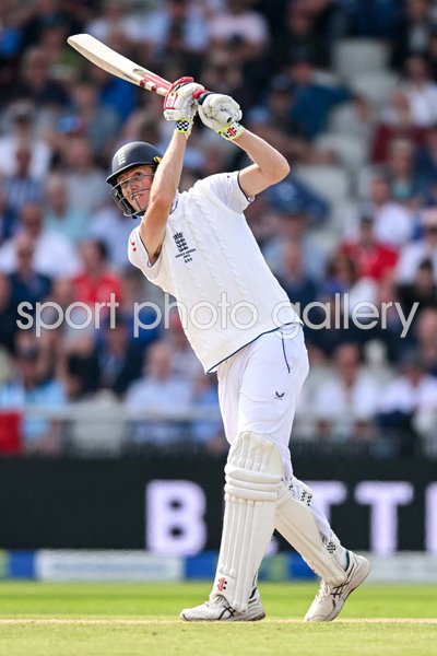 Zak Crawley England hits a 6 v Australia Old Trafford Ashes Test 2023