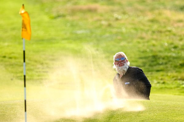 John Daly USA bunker 18th hole British Open Hoylake 2023