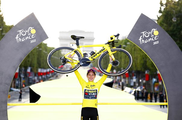 Jonas Vingegaard Denmark Tour de France Winner Podium Paris 2023