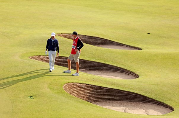 Brian Harman USA 18th hole bunkers Royal Liverpool GC Hoylake British Open 2023