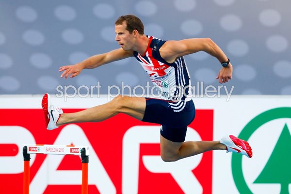 Rhys Williams in action - 400m Hurdles in Barcelona