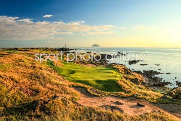 View from behind green par 3 11th hole Ailsa Course Turnberry Resort 2021