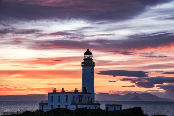 Sunset behind Turnberry Lighthouse by 9th green The Ailsa Course Turnberry 2023
