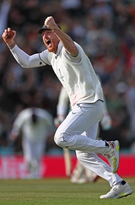 Ben Stokes England celebrates catch v Pat Cummins Australia Ashes Oval 2023