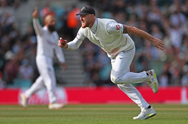 Ben Stokes England celebrates catch v Australia Ashes Oval Test 2023