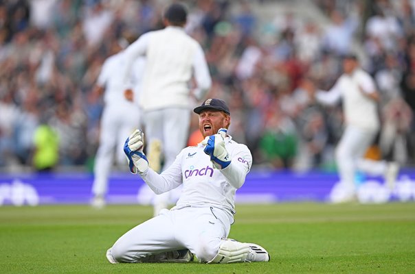 Jonny Bairstow England celebrates v Australia Ashes 5th Oval 2023