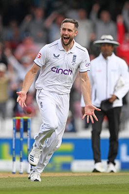Chris Woakes Englan celebrates Steve Smith wicket Ashes Oval 2023