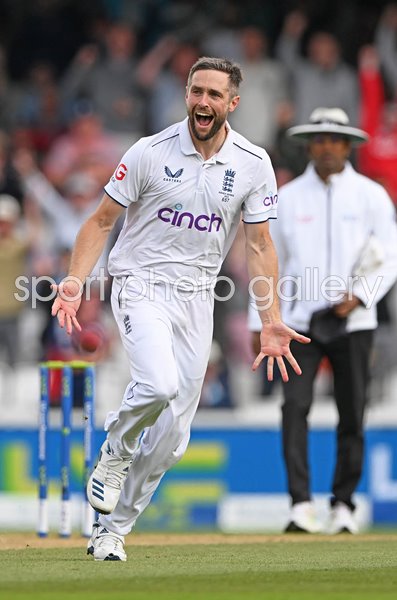 Chris Woakes Englan celebrates Steve Smith wicket Ashes Oval 2023