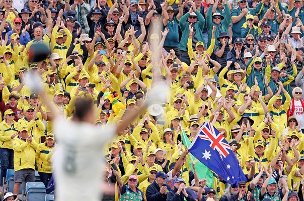 Australian fans celebrate Mitchell Marsh century v England Ashes Test Leeds 2023