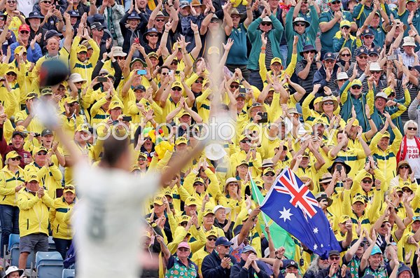 Australian fans celebrate Mitchell Marsh century v England Ashes Test Leeds 2023