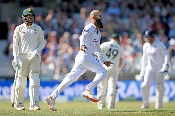 Moeen Ali England celebrates v Australia 3rd Ashes Test Match Leeds 2023