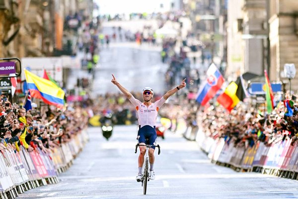 Mathieu Van Der Poel Netherlands wins Road Race World Championships Glasgow 2023