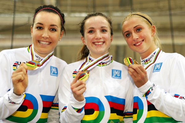 Dani King; Elinor Barker and Laura Trott World Champions 2013