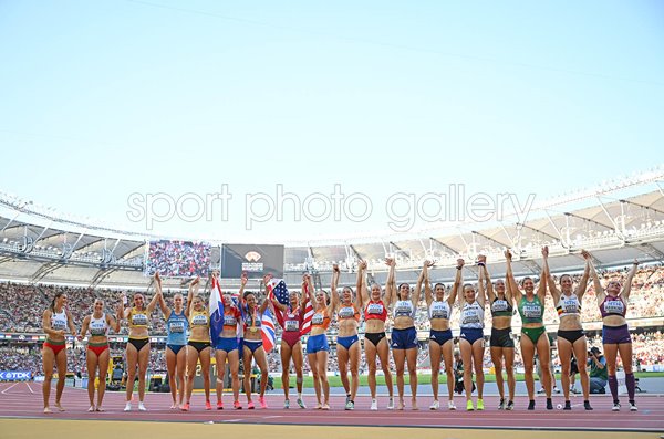 Heptathletes celebrate after 800m World Athletics Championships Budapest 2023
