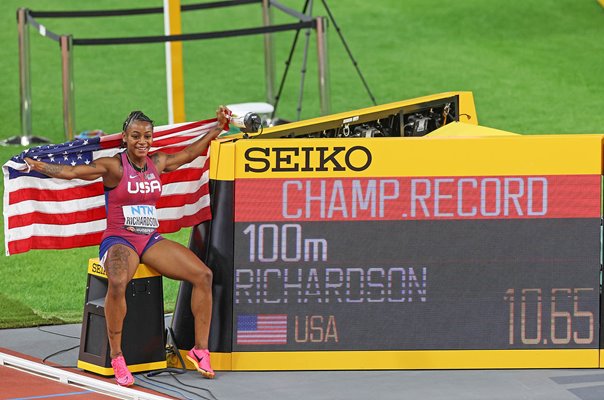 Sha'Carri Richardson USA 100m Gold & Championship Record Budapest 2023