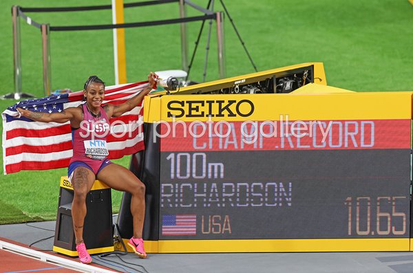 Sha'Carri Richardson USA 100m Gold & Championship Record Budapest 2023